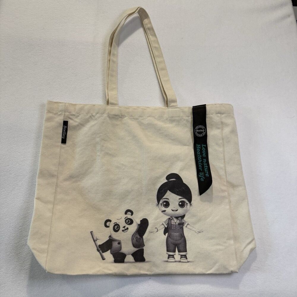 Boelley Panda- Reusable Heavy Duty Recycled Cotton Canvas Grocery/Beach Tote Bag
